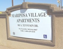 The Mariposa Village Apartments entrance sign